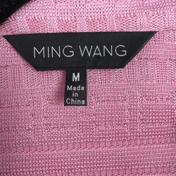 Ming Wang Knit Lightweight Pink Cardigan Blazer Size Medium Viscose Blend Career - Picture 3 of 9